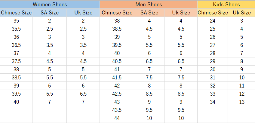 Size Guide - ShopShipShake